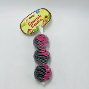 Bark Box S Launch Ladies 3 Squeaky Tennis Balls Ladybugs New